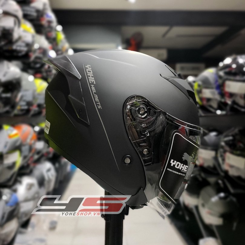 MŨ BẢO HIỂM 3/4 YOHE 878 PLUS - MŨ BẢO HIỂM 2 KÍNH - Màu Đen Trơn