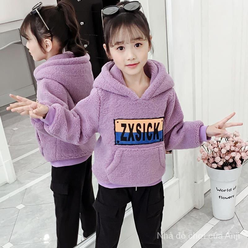 COD Kid's FashionGirl | 5-14 years old Tops Girl's Sweater Autumn And Winter Velvet Children Coat Hooded Jacket