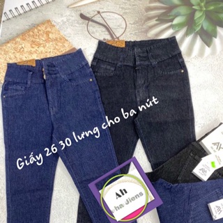 Quần jean giấy lưng siêu cao 3 nút