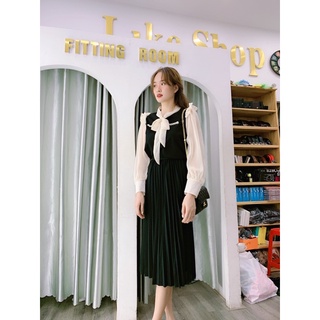 Sơ mi nơ đính ngọc Tiểu thư