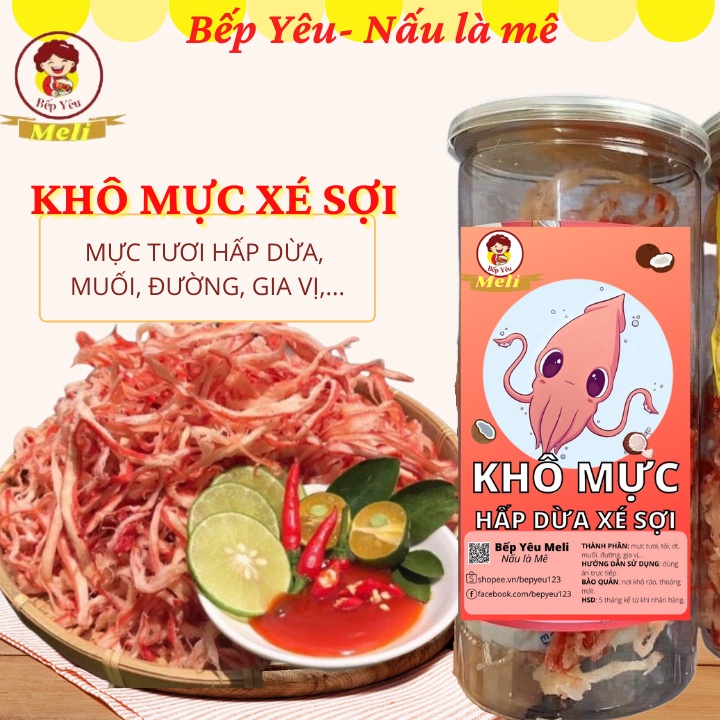 Mực hấp cốt dừa xé sợi hộp 200g đồ ăn vặt - ăn là mê Bếp yêu Meli | BigBuy360 - bigbuy360.vn