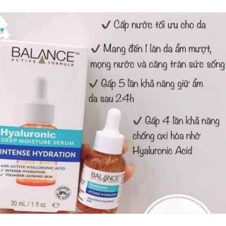 Tinh Chất Cấp Nước Dưỡng Ẩm Balance Active Formula Hyaluronic Deep Moisture Serum 30ml