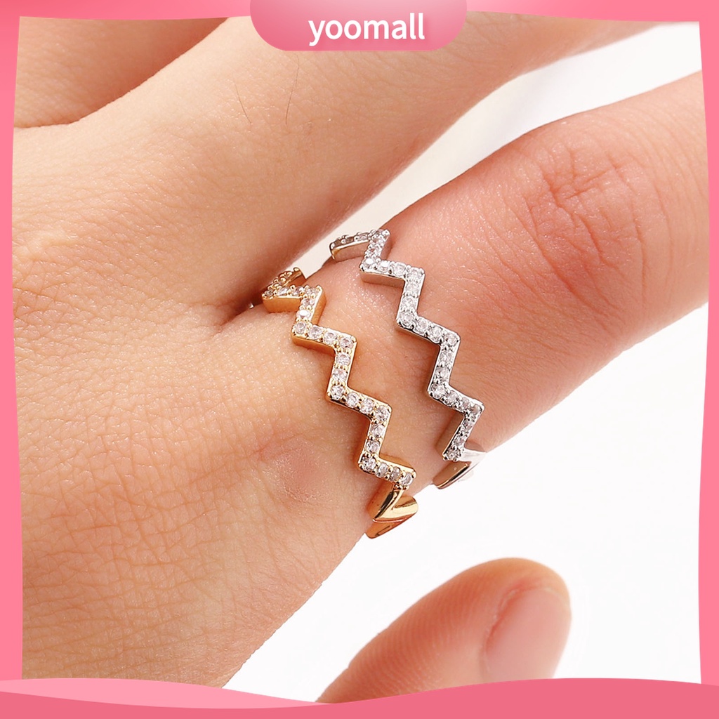 Yomall♡ Nhẫn Hình Gợn Sóng Bằng Hợp Kim Có Thể Điều Chỉnh Kích Thước