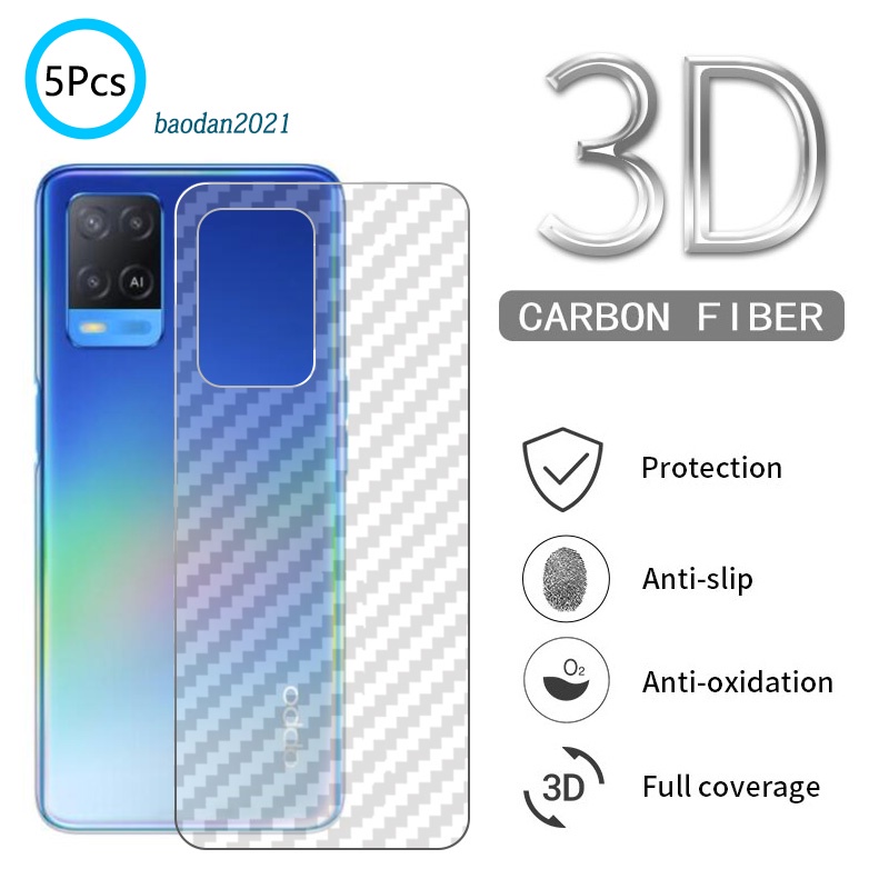 5 cái OPPO A1 A98 A78 A58 A57 A77 A77s 5G A5s A3s A17 A17k A15 A15s A5 A9 A16 A95 A55 A94 A74 A54 A92 A72 A52 A53 A33 A32 A31 A73 A93 A12 A12e A11 A91 4G 5G 2020 Mô hình sợi carbon Mờ lưng Phim dán phía sau Phim bảo vệ mềm