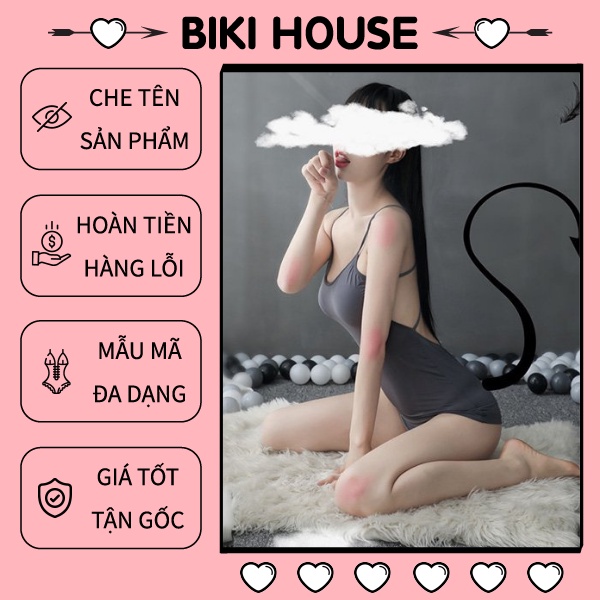 Đầm ngủ sexy ôm body hở lưng khiêu gợi váy ngủ 2 dây nữ cosplay thư kí đan chéo lưng đen xám N107 - HCM - Giao Hỏa Tốc