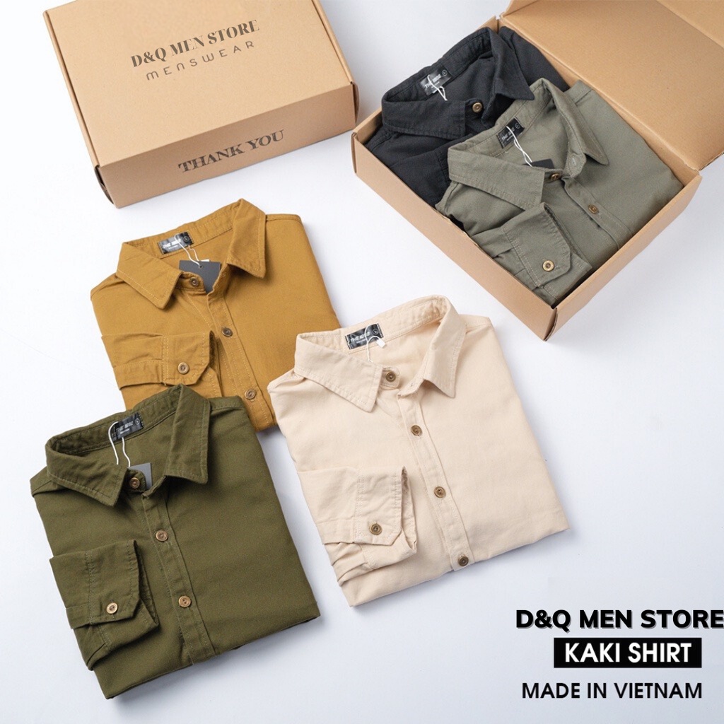Áo sơ mi kaki nam dài tay D&Q MEN STORE Form Regular Fit | BigBuy360 - bigbuy360.vn