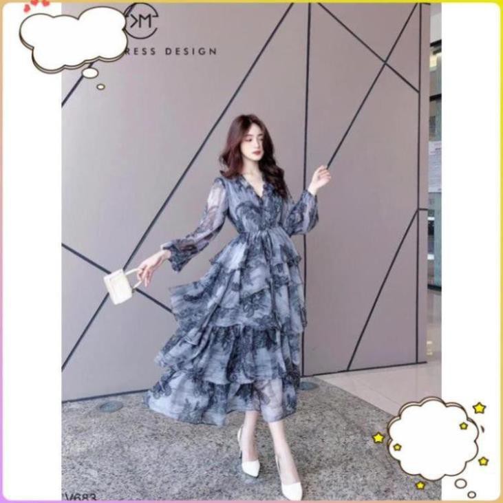 Hàng Thiết Kế Cao Cấp - Váy maxi đầm maxi hoa nhí cổ chữ V sang trọng quý phái | BigBuy360 - bigbuy360.vn