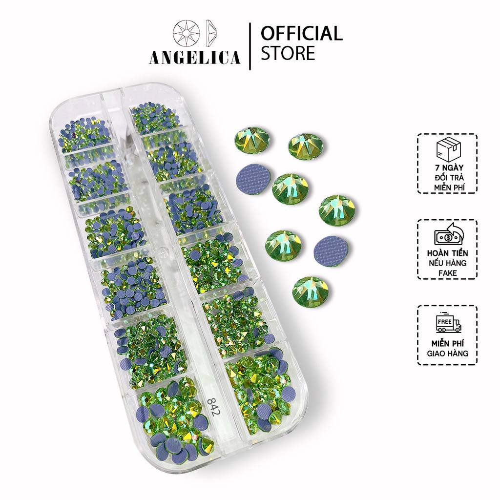 Đá Nail Chân Lưới 16 Khía Heaven Peridot Đính Trang Trí Móng ANGELICA 842