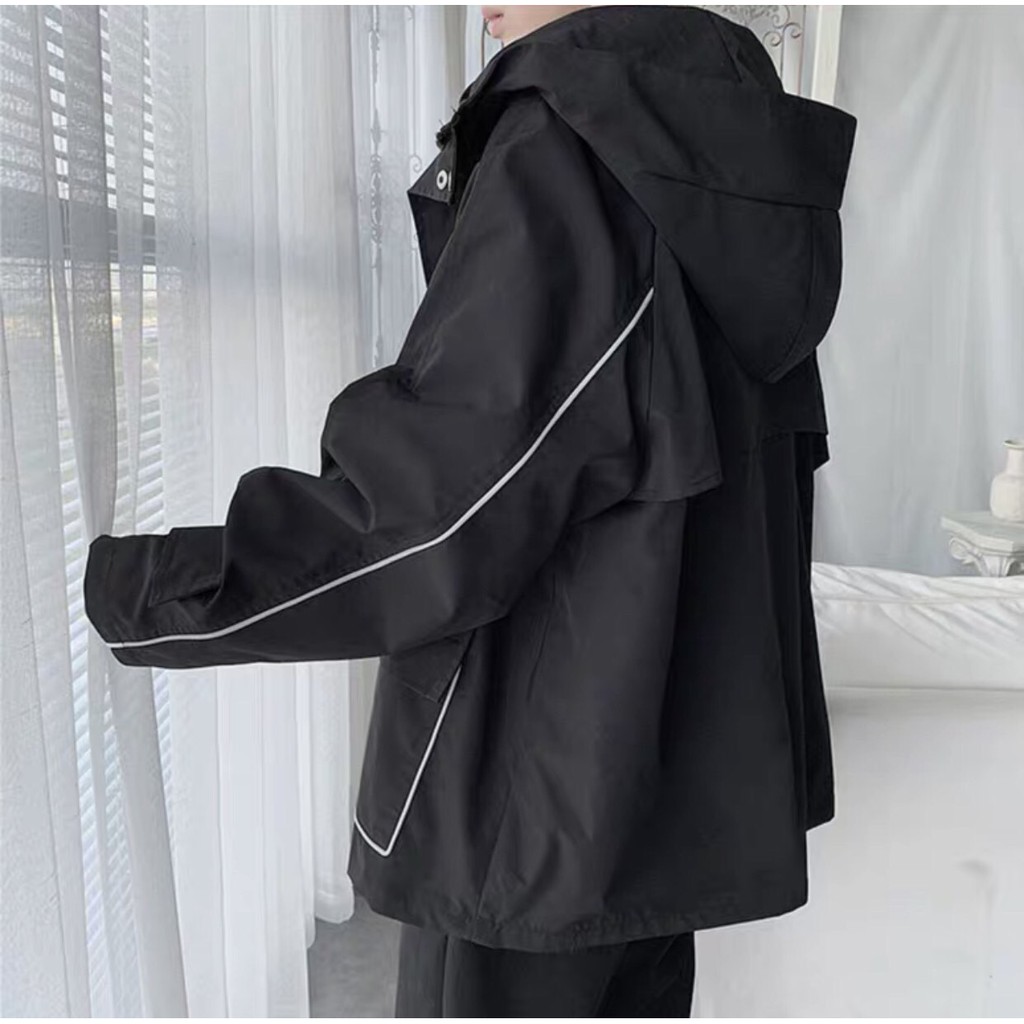 Áo khoác dù trơn sọc 2 lớp unisex form rộng phong cách hàn quốc đẹp | HD2000SHOP | BigBuy360 - bigbuy360.vn