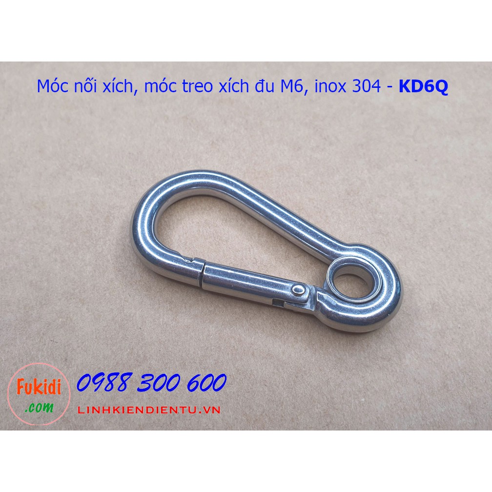 Móc treo xích đu, móc nối dây xích inox 304, kích thước M5, M6, M8 - model KD5Q, KD6Q và KD8Q