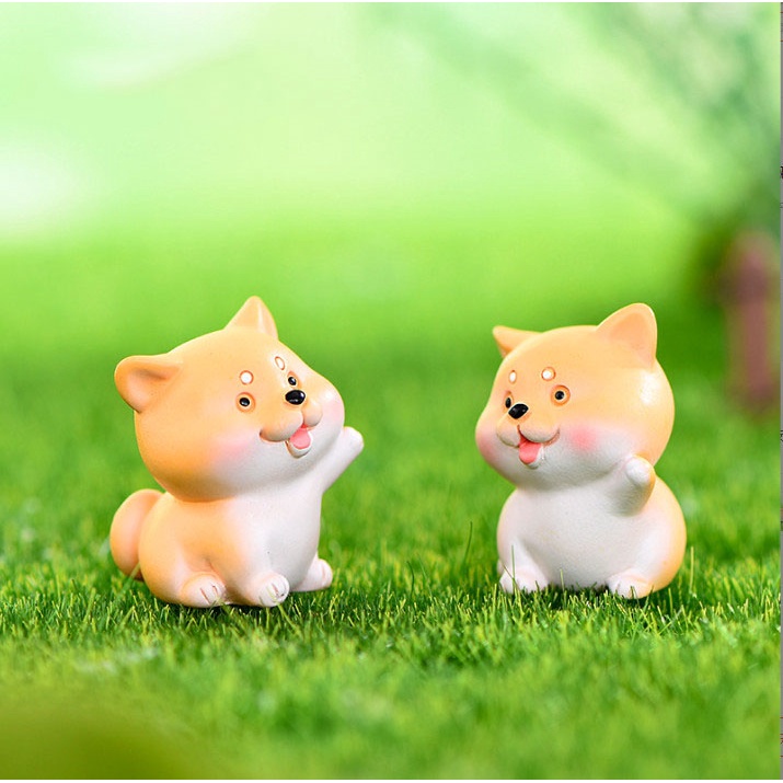 Mô hình decor bàn tượng chó Shiba, trang trí terrarium