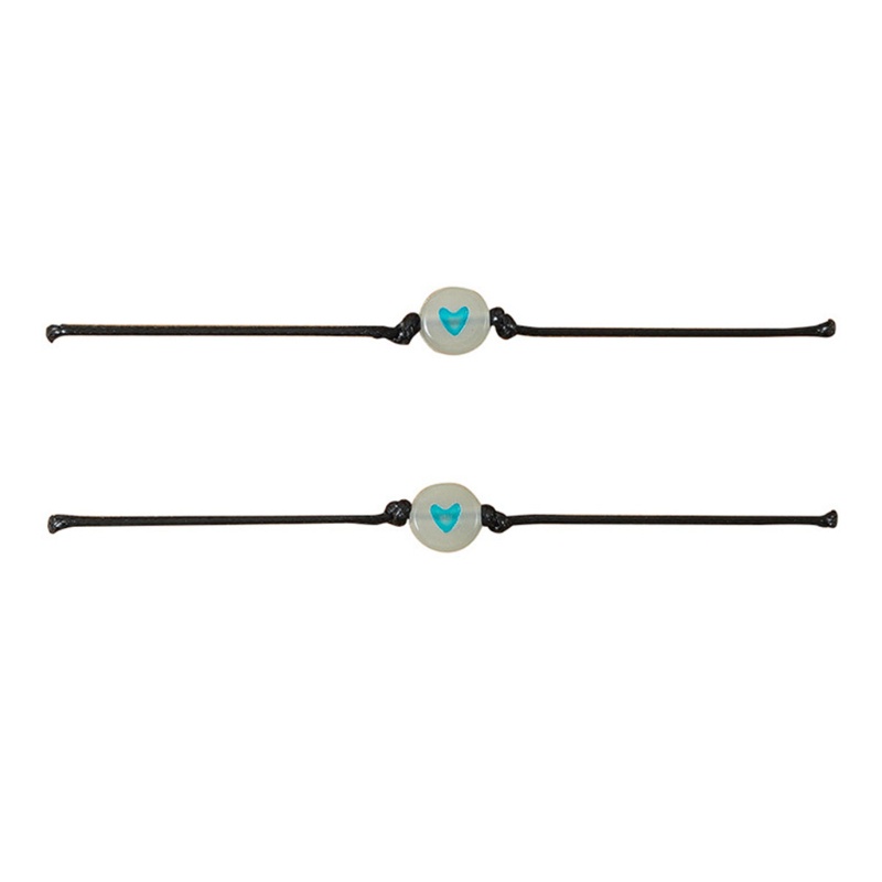 Set 2 Vòng Tay Chuỗi Hạt Trái Tim Phát Sáng Thời Trang