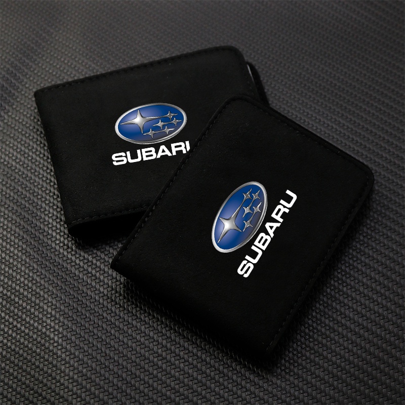 1 Giá Đỡ Thẻ ID Xe Hơi 2 Trong 1 Bằng Da Màu Đen Cho Subaru Impreza Tribeca XV BRZ