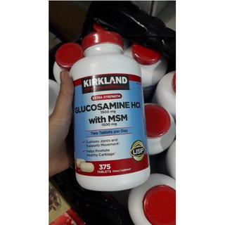 Viên uống hỗ trợ xương khớp Glucosamine HCl 1500mg kirland 375 viên màu vàng