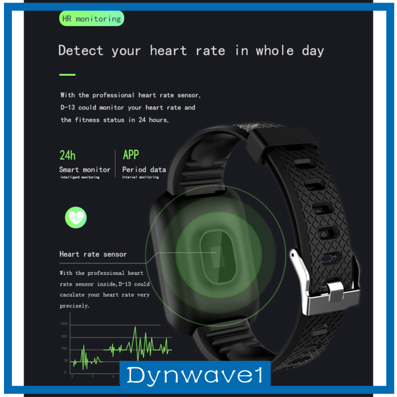 [DYNWAVE1]Smart Watch Bracelet Heart Rate Monitor Fitness Tracker Touch 116plus Black