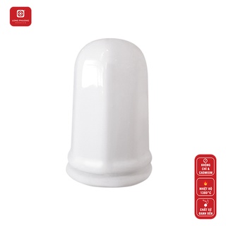 Ống đựng tăm lục lăng có nắp bằng sứ trắng Long Phương cao cấp