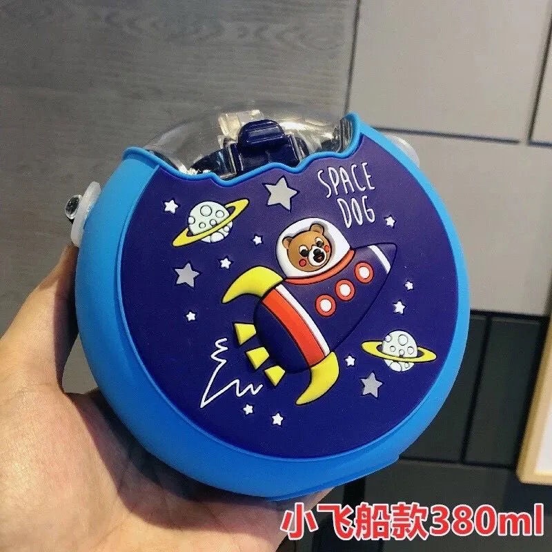 Bình Đựng Nước Chống Sốc Chống Rò Rỉ Kèm Ống Hút Hình Bánh Donut Độc Đáo Phong Cách Hàn Quốc Cho Bé