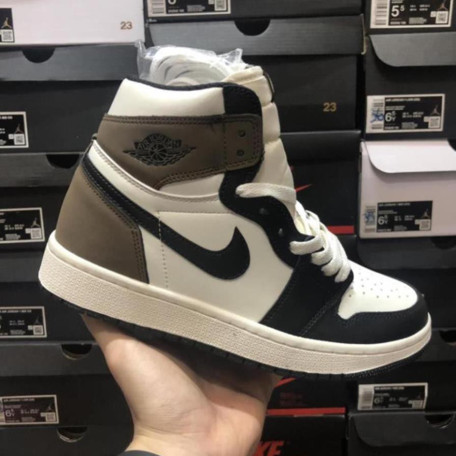 JORDAN HIGH MÔ CHA TREND, Giày Thể Thao Air Jordan Xanh Móc Đen, Giày JD1 Cổ Cao Nam Nữ - Hot Trend 2021