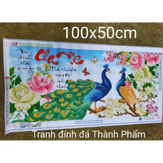 Tranh đính đá cha mẹ công 100*50cm đính sẵn