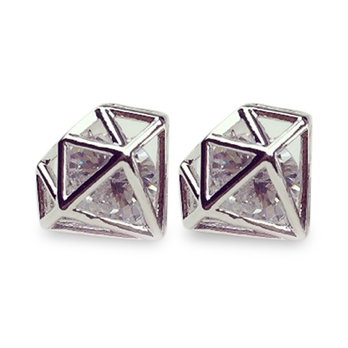 Đôi bông tai hình kim cương phối đính đá thời trang cho nữ