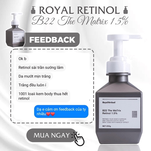 Kem dưỡng trắng da body 200ml chính hãng Retinol B22 Royal THE MATRIX B22