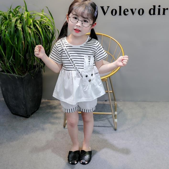 Bộ Quần Áo Vải Cotton Nhập Khẩu Hàn Quốc Cho Bé Gái