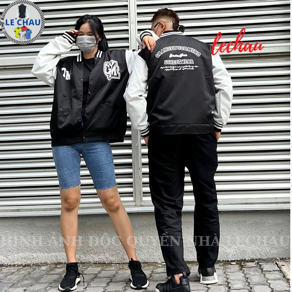 Áo khoác bomber bóng chày nam,nữ form rộng AKD08 LECHAU chất liệu dù 2 lớp bền đẹp