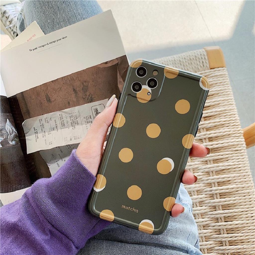 Ốp Lưng Iphone Cao Cấp Full Viền Chấm Bi Xanh Matcha Dành Cho Tất Cả Dòng Iphone từ 6 đến 11promax | BigBuy360 - bigbuy360.vn