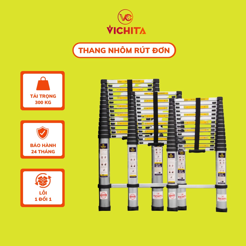Thang Nhôm Rút VICHITA 3M8 - 4M4 - 5M - 5M4 Nhập Khẩu - Bảo Hành 2 Năm