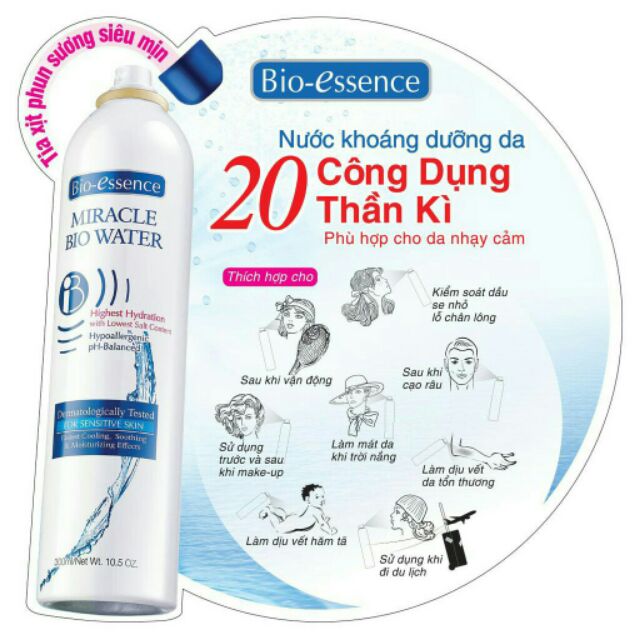 Xịt Khoáng cho da nhạy cảm Bio Esence 100ml