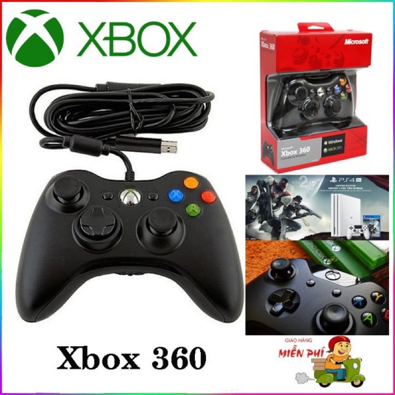 Tay Cầm Xbox 360 Có Dây Chĩnh Hãng Chơi mọi loại gaming cắm cổng USB