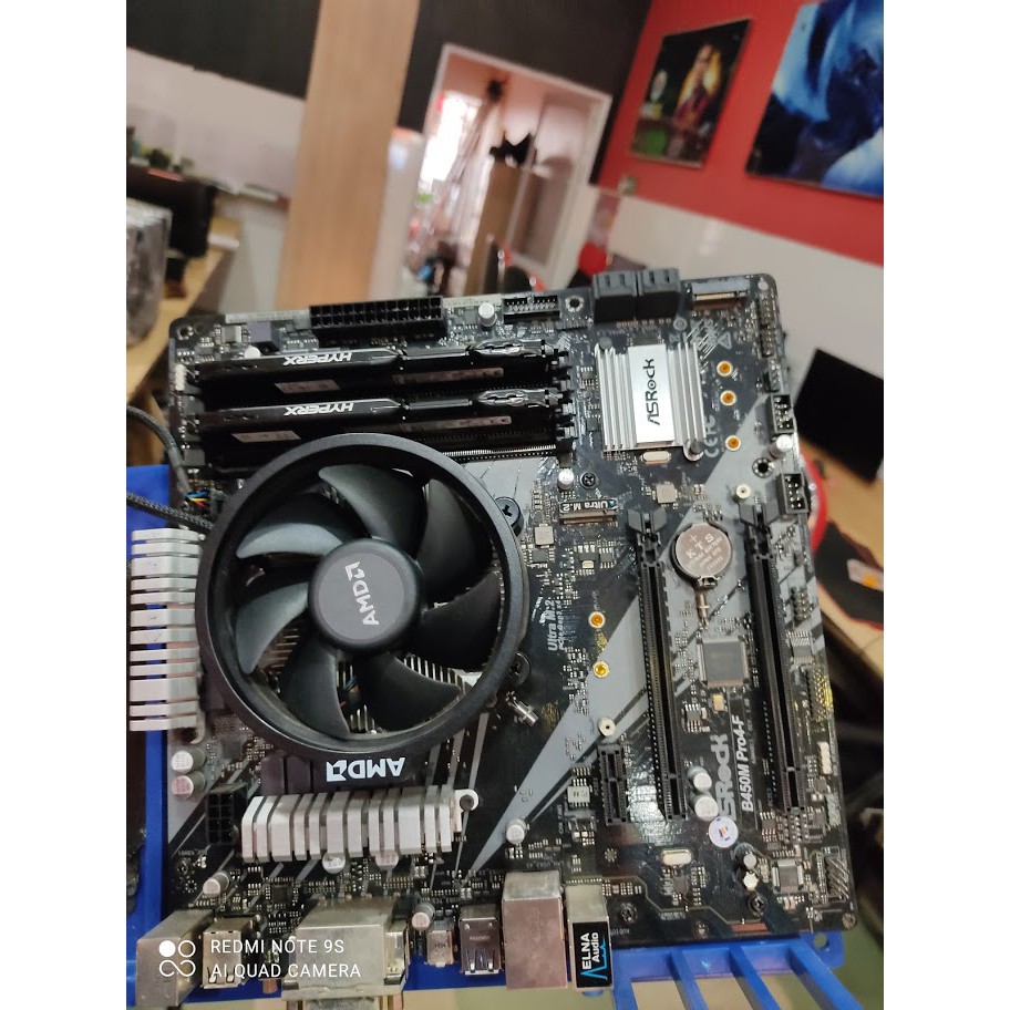 Combo AMD MAIN ASROCK B450 PRO 4-F + CPU RYZEN 5 2600 FULL BOX BH 01/2023