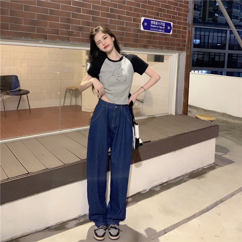 Áo thun ZHELIHANGFEI kiểu tay ngắn in họa tiết năng động thời trang