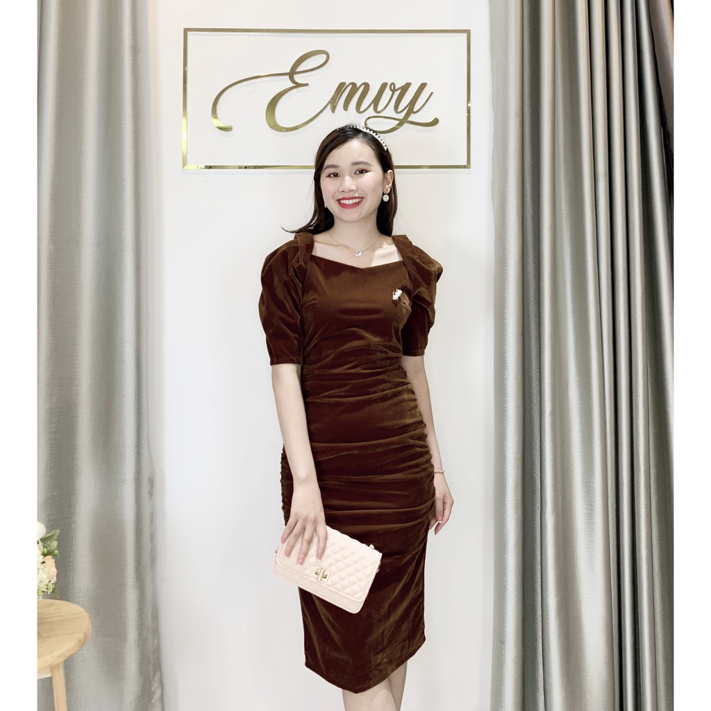 Đầm Thiết kế Body Nhung ép tay bồng Emvy - V81 | BigBuy360 - bigbuy360.vn