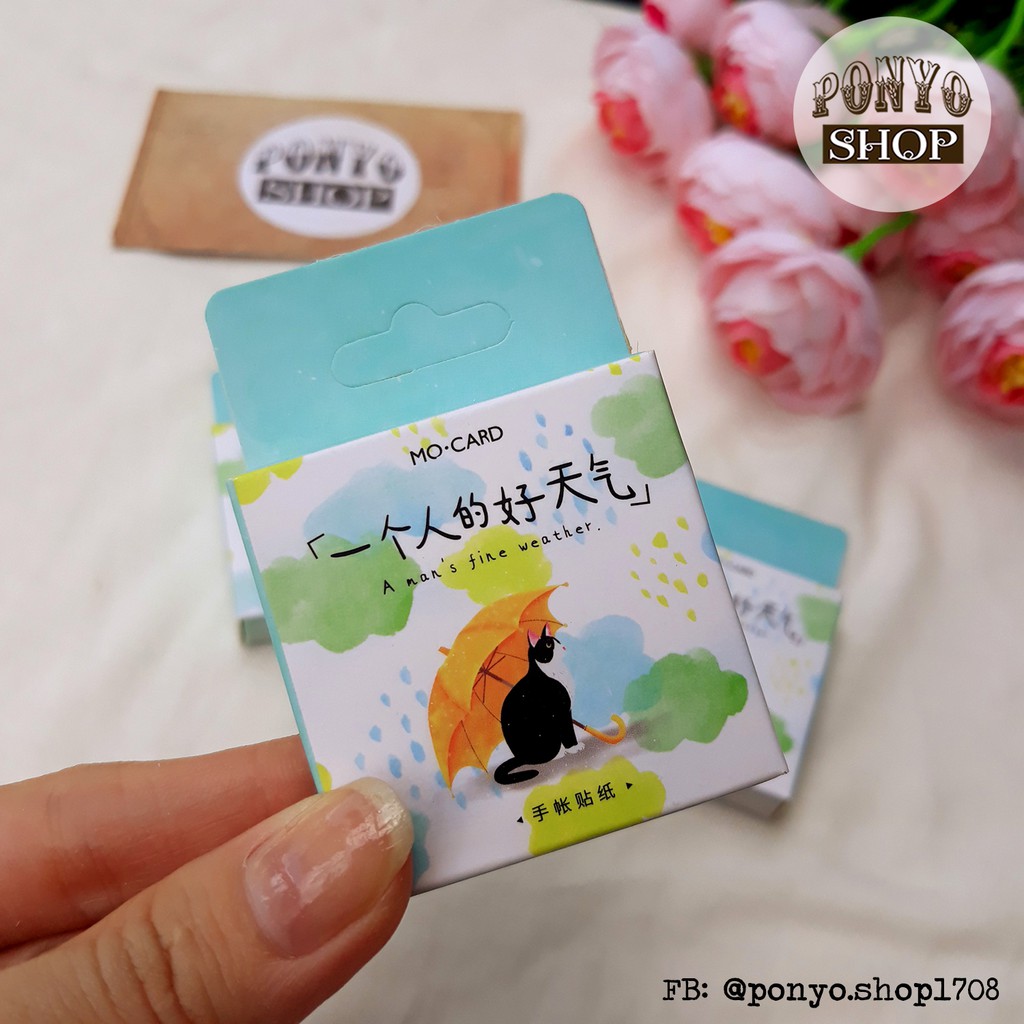 Hộp 46 sticker nhãn dán Weather trang trí Handmade