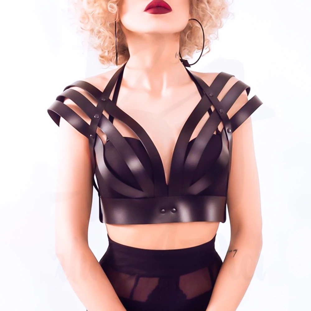 Đai Nịt Ngực Bằng Da Phong Cách Goth Gợi Cảm Có Thể Điều Chỉnh Kích Thước Cho Nữ
