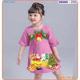 Đầm bé gái noel tay lửng sắc xảo - 2656