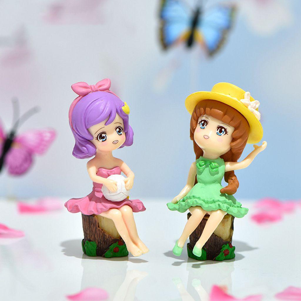 Mô Hình Cô Gái Mặc Đầm Xanh Lá / Hồng Bằng Nhựa Resin Nhỏ Xinh Tinh Tế Sáng Tạo Thời Trang