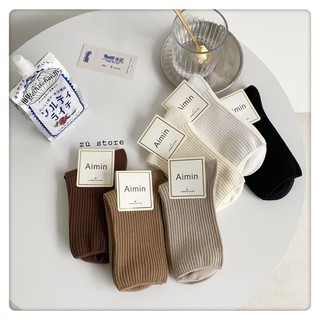 Vớ màu beige vintage cổ cao MỎNG
