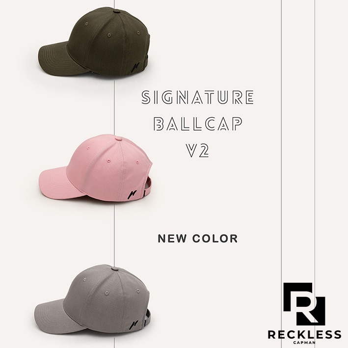 Nón Bóng Chày Lưỡi Trai Màu Hồng Trơn Reckless Capman Signature Ballcap Vải Kaki Cotton