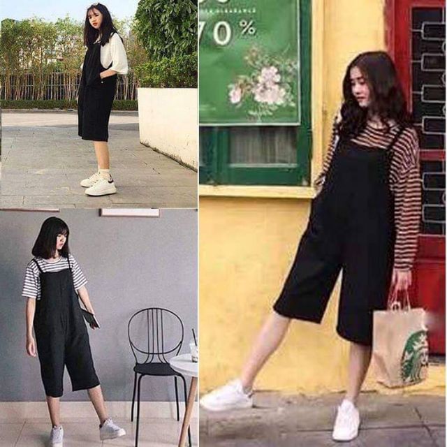 Set Quần Yếm KaKi Kèm Áo ( Ảnh Thật )