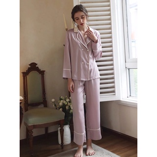 ⚡️BÁN SỈ⚡️Bộ pijama lụa phối cổ 3 màu