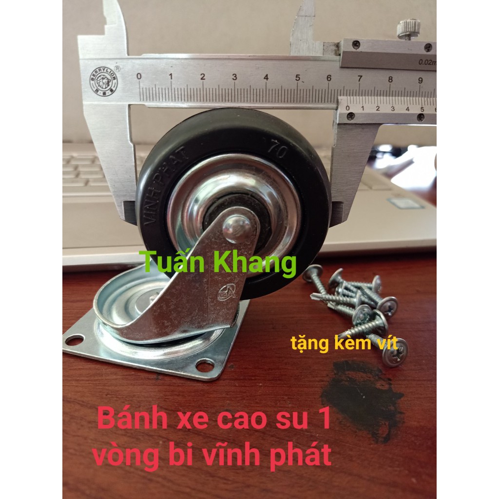 Bánh xe xoay 360 độ kích thước 70mm cao su