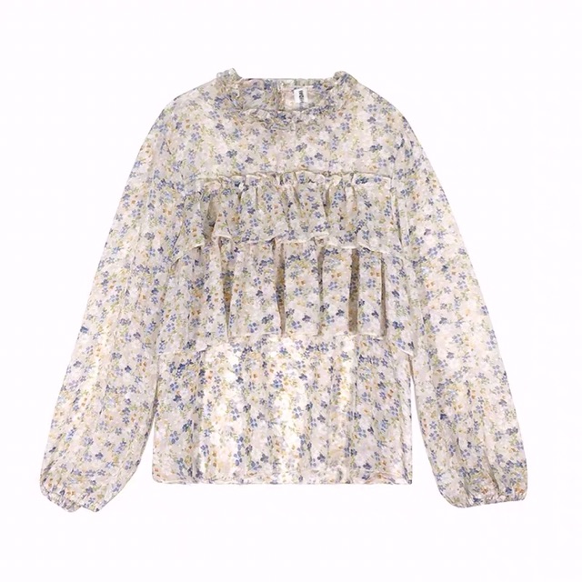 Áo sơ mi voan hoa nhí bánh bèo tiểu thư xinh xắn (Ảnh Thật) | BigBuy360 - bigbuy360.vn