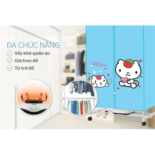 Máy sấy quần áo SUNHOUSE SHD2702, Công suất 1000W, Bảo hành 12 tháng