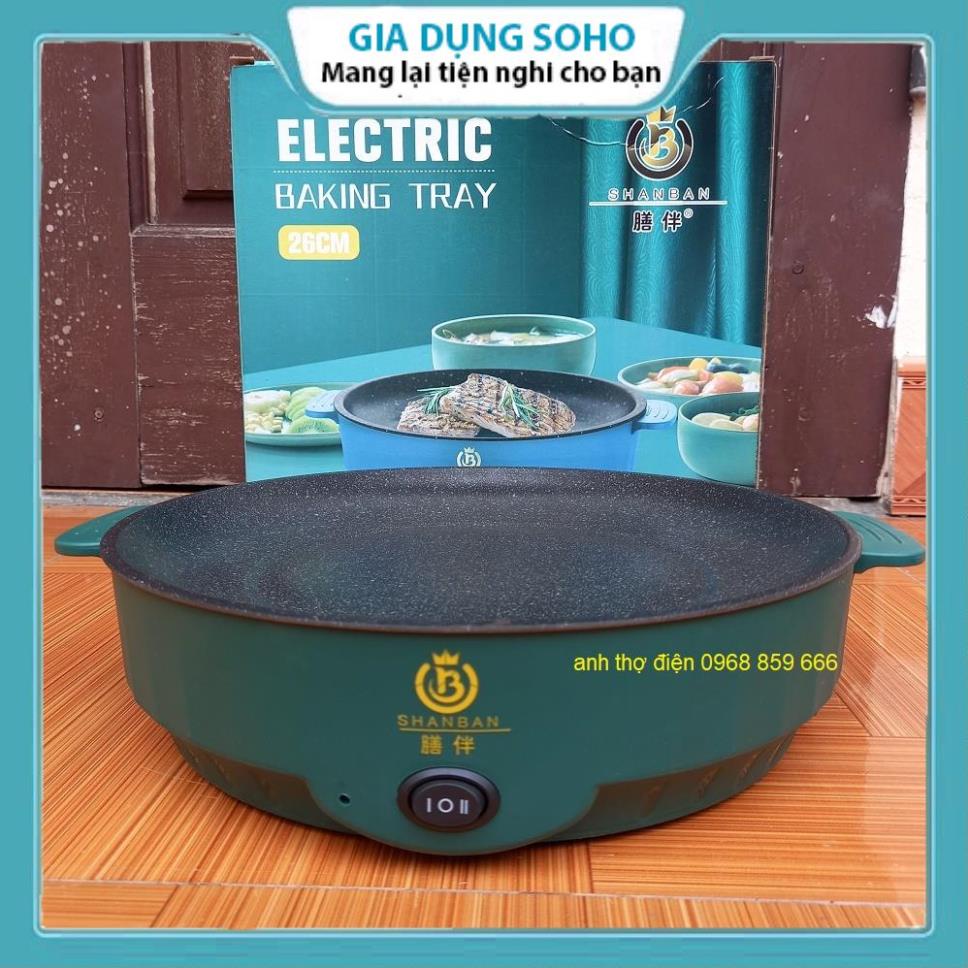 Chảo Nướng Điện Mini Đa Năng SOHO, Chảo Bếp Nướng Điện Chống Dính, Nướng Thịt Siêu Tiện Lợi