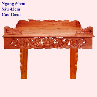 Bàn thờ treo tường gỗ xoan ngang 60cm rồng trạm lủng