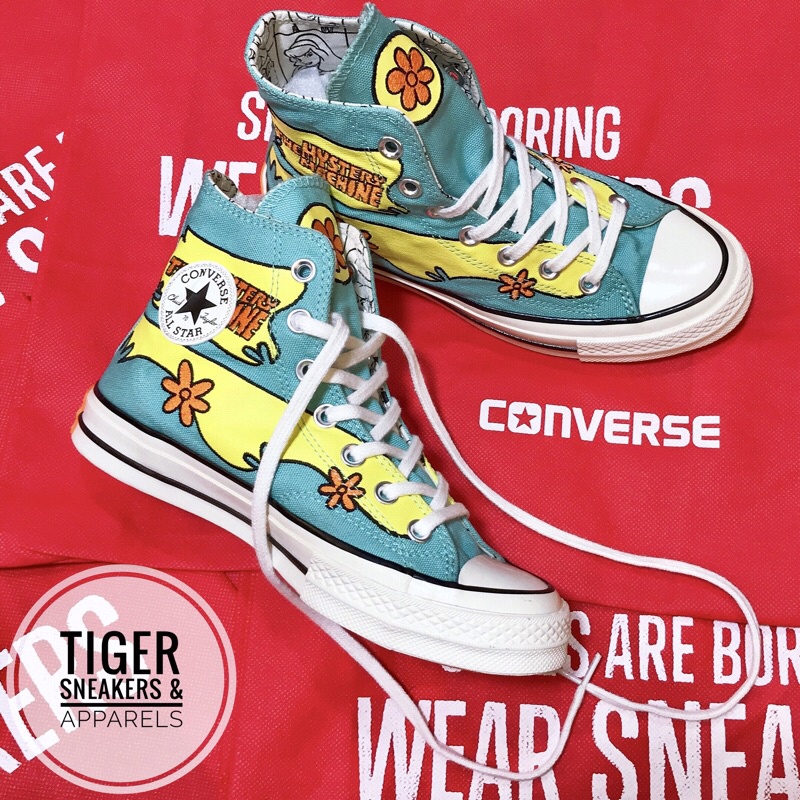 Tiger Sneakers - Giày Converse x Scooby-Doo chính hãng cổ cao màu xanh | 169072C (Premium)