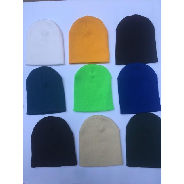 Mũ Len Beanie Trơn Dáng Ngắn 21cm-.