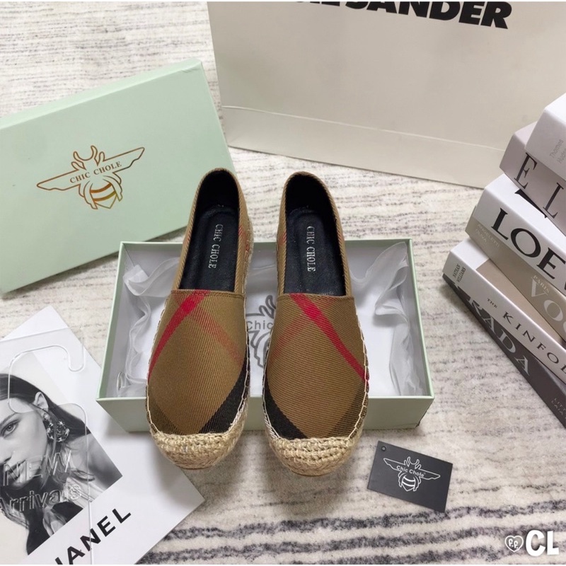 Giày slipon đế cói pha kẻ cao cấp